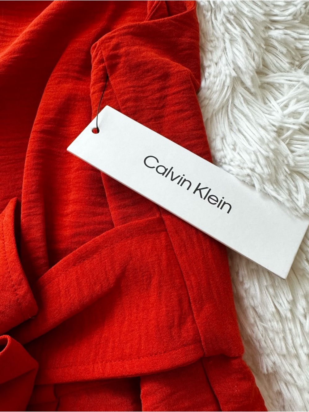 Calvin Klein Orange Sleeveless V-Neck Wide-Leg Jumpsuit Waist Tie Size: 10 NWT - Picture 12 of 14